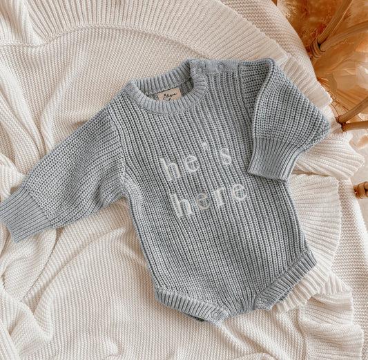 He's Here Romper - IN STOCK